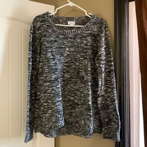 Old Navy Grey/White/Black Speckled Sweater Crew Neck Size Large